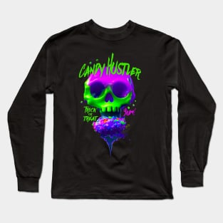 Candy Hustler - Front & Back Print - Trick or Treat - Candy Skull Long Sleeve T-Shirt